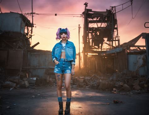 Lexica Melanie Martinez Post Apocalyptic Wearing Denim Shorts