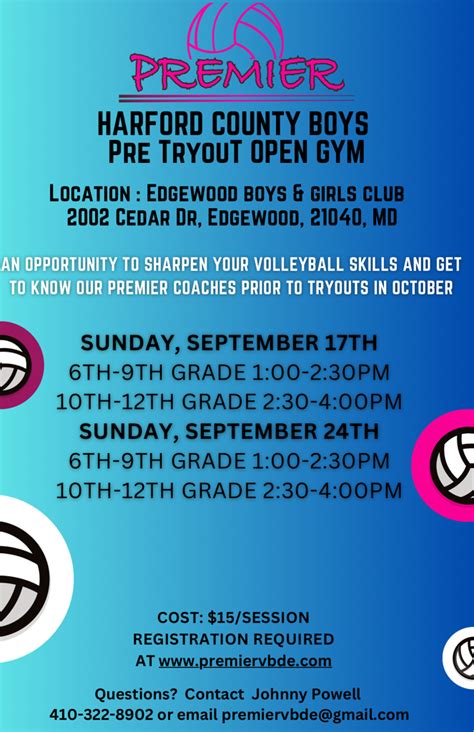 2023 Pre Tryout Gyms Boys And Girls Harford