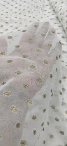 Georgette Golden Butta Fabric Plain Solids White At Rs Meter In Delhi