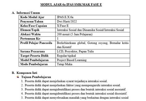 Modul Ajar Proyek IPAS Interaksi Sosial Dan Dinamika Sosial Rumpun