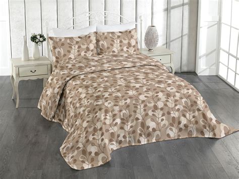 Tropical Bedspread Simple Modern Vertical Leaves Pattern With Spots Neutral Colors Boho