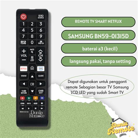 Jual Remote Remot TV Samsung BN59 01315D Smart TV LED LCD Netflik