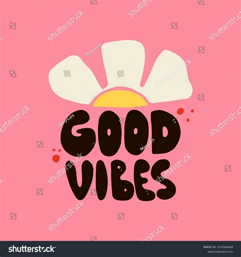 Good Vibes Hippie Phrase Hand Drawn Stock Vector (Royalty Free ...