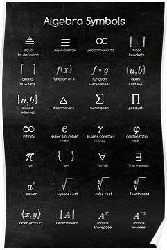 Algebra Symbols Poster For Sale By Coolmathposters Math Poster