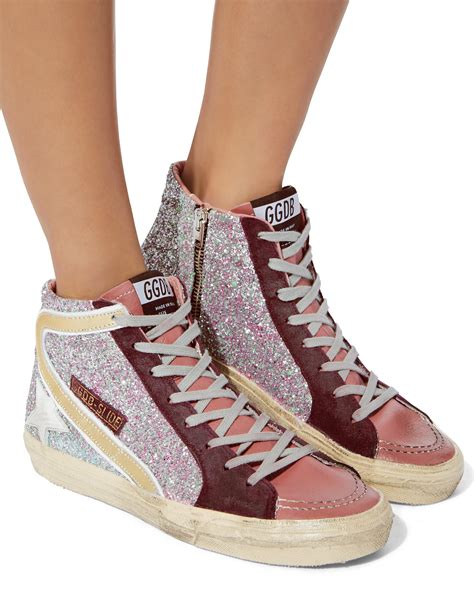 Golden Goose Deluxe Brand Goose Slide Hi Top Glitter Pink Sneakers Lyst