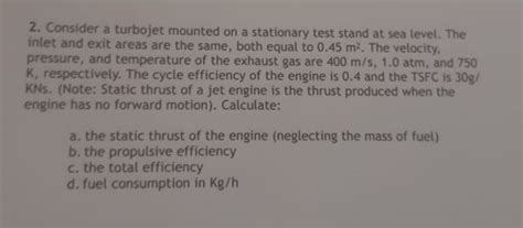 Solved 2 Consider A Turbojet Mounted On A Stationary Test Chegg