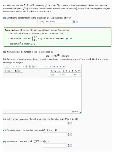 Solved Consider The Function F R→r Defined By F X Cosn X