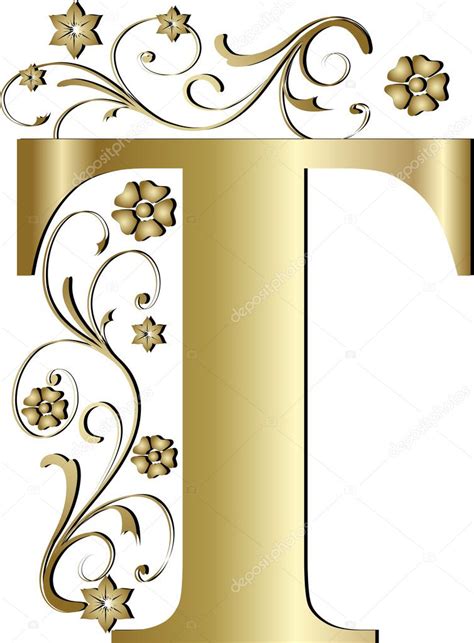 Letra May Scula T Oro Vector De Stock Pdesign