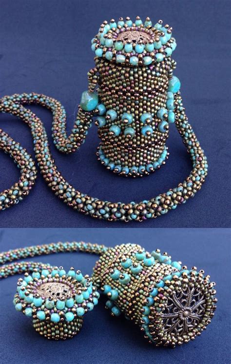 Beaded Amulet Bag Using Vintage Buttons Design By Nancy Jenner