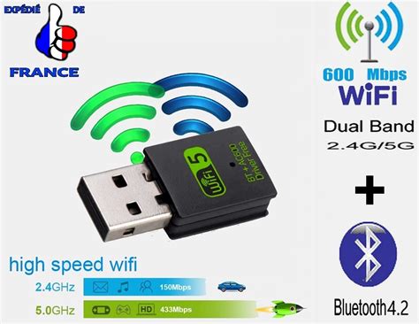 Achat 2 en 1 Mini Clé USB WIFI Double Bande dongle BLUETOOTH 4 2