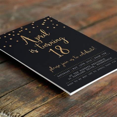 Black And Gold Th Birthday Invitation A Digital File Printable