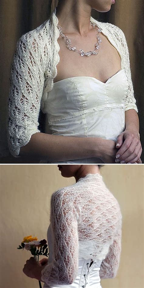 Free Knitting Pattern For Wedding Bolero Lace Shrug Knit In One Piece