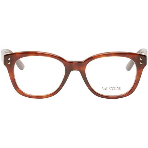 Valentino Brown Rockstud Optical Glasses Round Eyeglasses Men