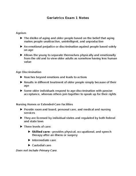 Chapters 1 Through 4 Geriatrics Exam 1 Notes Ageism The Dislike Of