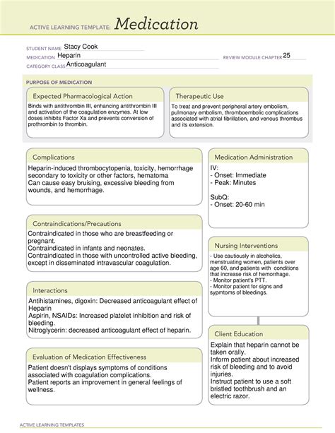 Ati Medication Template Heparin Prntbl Concejomunicipaldechinu Gov Co