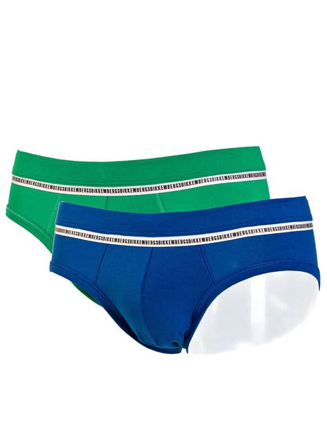 Slip Bipack Bikkembergs In Cotone Verde E Blu Albos Underwear Shop