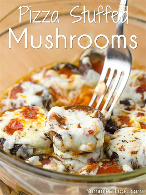 Pizza Stuffed Mushrooms Recipe From Yummiest Food Cookbook