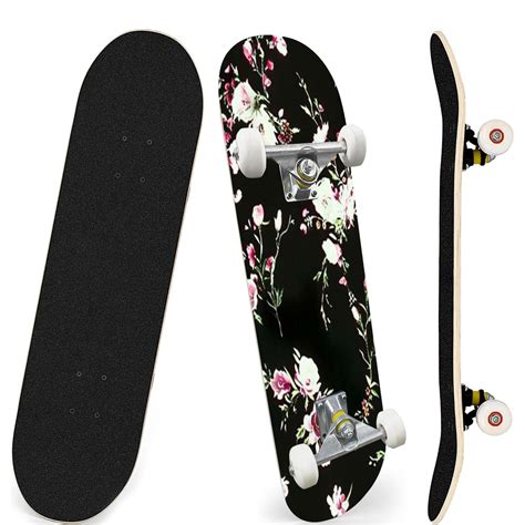 Skateboards for Beginners Seamless wind blow flowers color Botanical