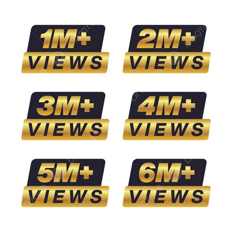 Golden And Black Mellion Views Icon Set Vector Million Views Set