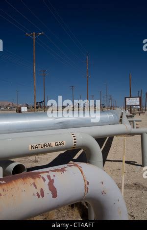 Taft, California - Natural gas pipeline in the oil and gas fields of ...