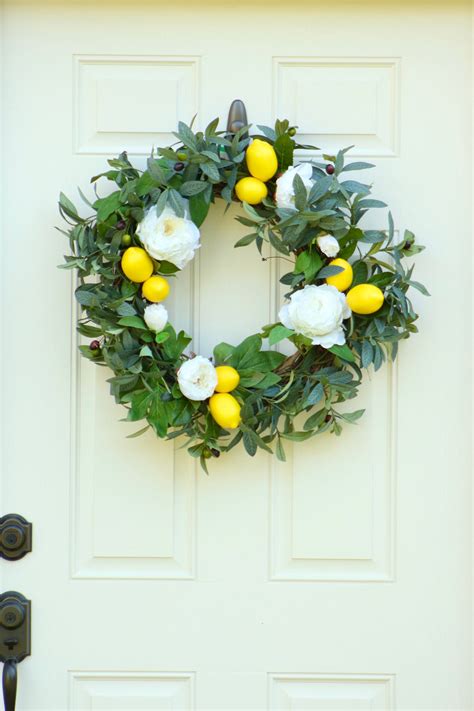 Olive Branch Lemon And Peony Floral Farmhouse Wreath Etsy