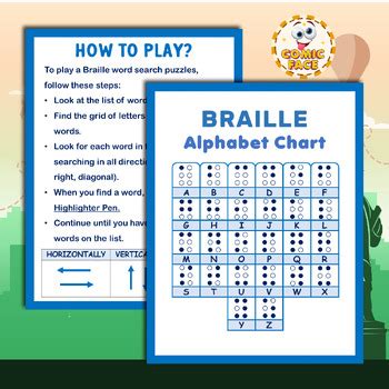 Braille Printed Not Raised 50 US States Word Search Puzzles Activities