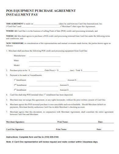 Equipment Purchase Agreement Examples Format Pdf