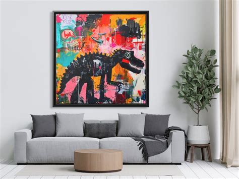 Jean Michel Basquiat Dinosaur Canvas Neo Expressionism Modern Canvas