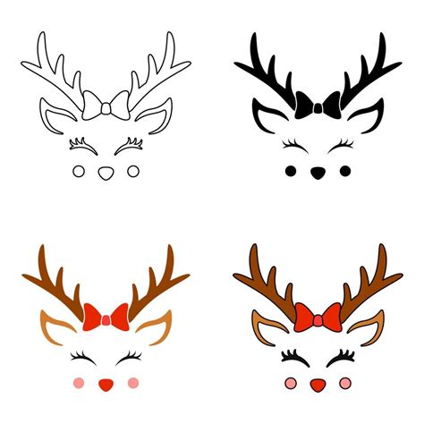 Set Of Reindeer Face In Flat Style Isolated Vector Art At Vecteezy