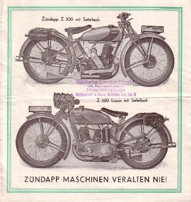 Motor lit de Zündapp Z 200 und Z 300 Prospekt brochure 1929