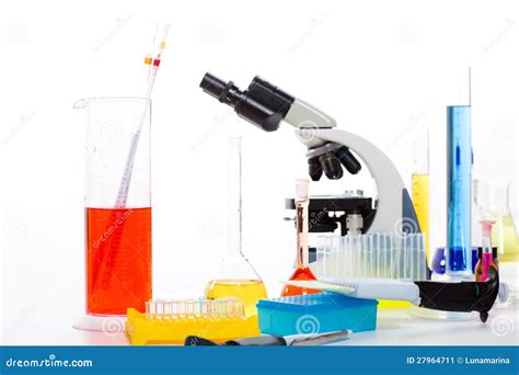 Laborat Rio Qu Mico A Garrafa Do Tubo De Ensaio Do Microsc Pio