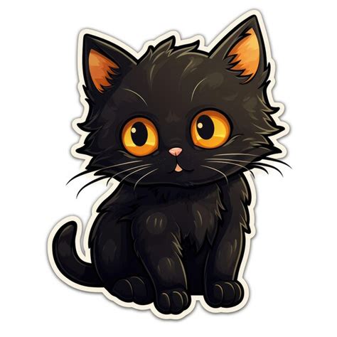 Premium Photo Cute Black Cat Sticker No Background