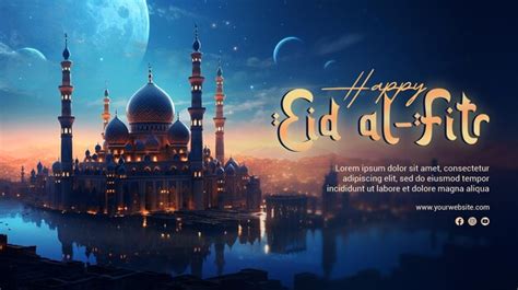 Un Cartel Para Eid Al Fitr Con Un Cielo Azul Y Las Palabras Feliz Eid