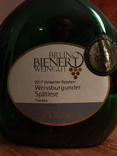 Weingut Bruno Bienert Volkacher Ratsherr Weissburgunder Spätlese