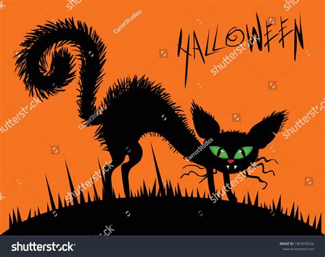 Halloween Scary Cat Vector Illustartion Poster Stock Vector Royalty Free 1967676526 Shutterstock