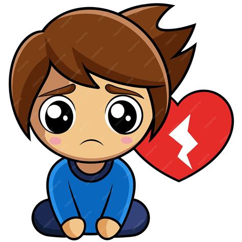 Lonely And Broken Heart Boy Cartoon Vector Icon Illustration People