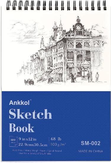 Ankkol Sketch Book 9x12 Inch Artist Sketch Pad 100 Sheets 68lb 100gsm