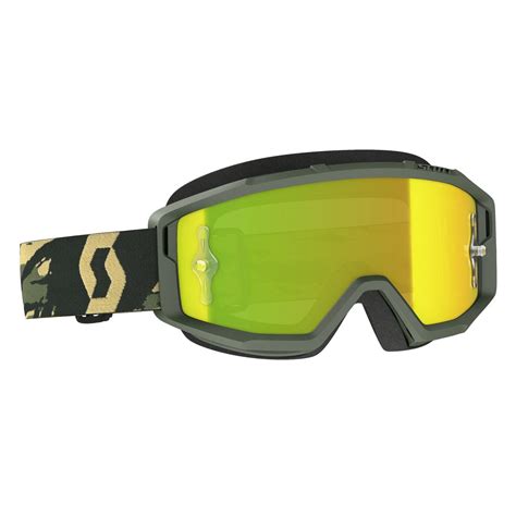 Scott Primal Mx Goggle Cross Mtb Brille Camo Khaki Gr N Gelb Chrom