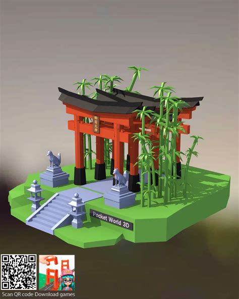 An Image Of A D Model Of A Chinese Temple With Bamboo Trees And Steps