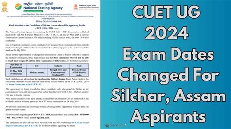 CUET UG 2024 Exam Date Revised For Candidates Of Silchar Assam Check