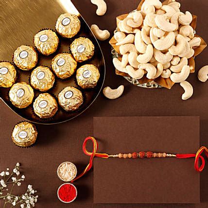 Sneh Classic Look Rakhi With Cashews Ferrero Rocher Usa Gift Sneh