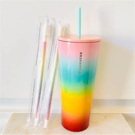 Starbucks Collectibles Starbucks Rainbow Stripe Cold Cup Straw Summer