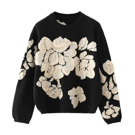 Autumn And Winter Floral Print Sweater Ladies Knit Pullover Sweater