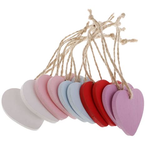 10 X Wooden Hanging Decorative Hearts Pink Purple Red Etsy Uk