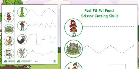 Fee Fi Fo Fum Cutting Skills Worksheet Worksheet