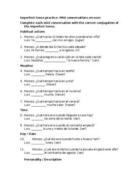 Imperfect Tense Practice Mini Conversations On Uses By Kunal Patel