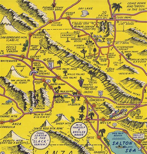 Palm Springs A Hysterical Map Palm Springs Of 1939 Vintage Etsy