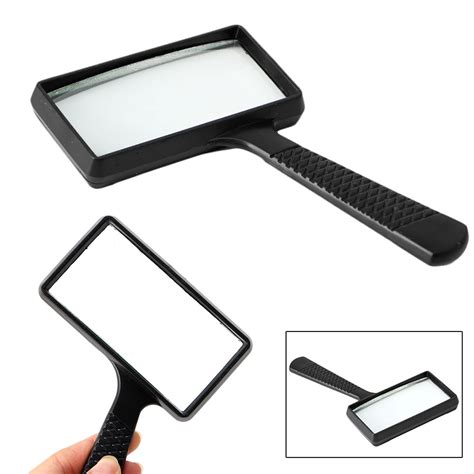 Rectangular Hand Held Magnifier 3x Magnification Scratch Resistant Glass Lens