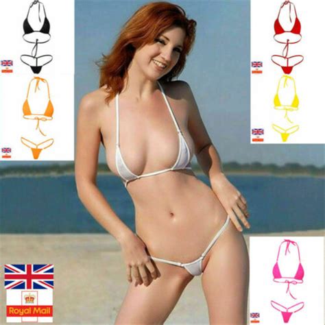 Sexy Women Micro Thong Underwear G String Bra Set Mini Bikini Swimwear