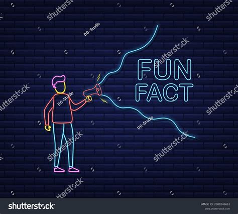 Hand Holding Megaphone Fun Fact Neon Stock Vector Royalty Free